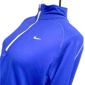 NIKE DRI FIT blue half zip pullover running athletic shirt women’s size large L